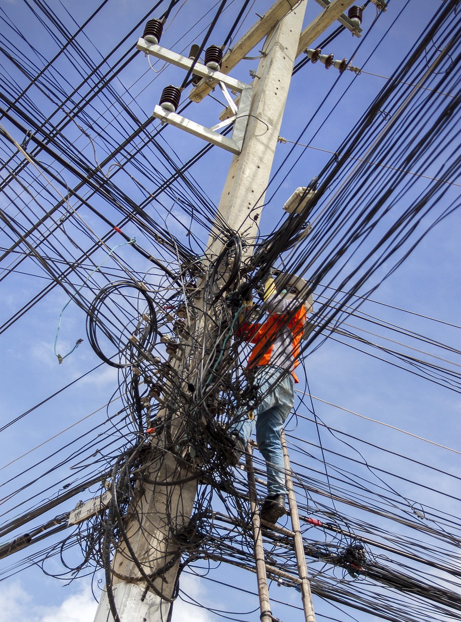 electrical cable mess, energy, electricity
